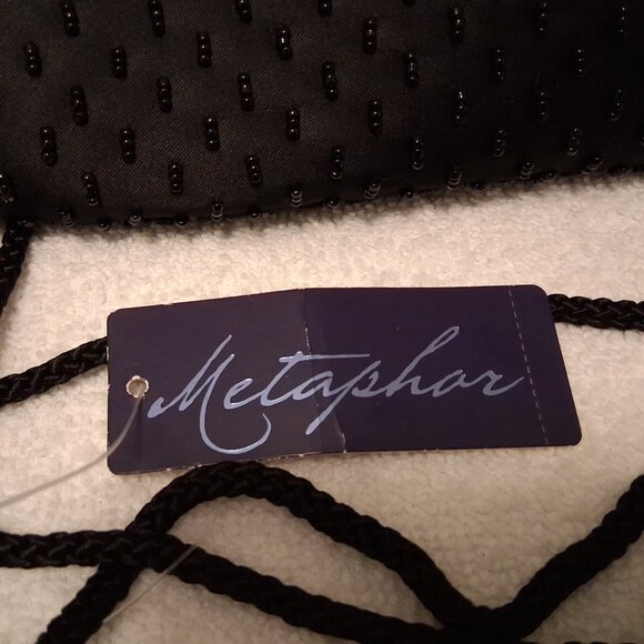 Metaphor Vintage Black Beaded Formal Evening Clutch Bag with Mirror EUC - Picture 6 of 12